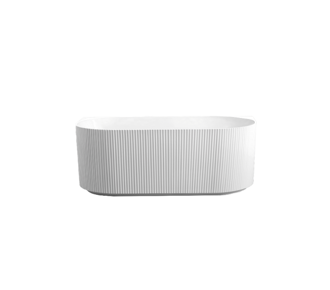 1500-1700*750*590mm Sunny 715 Gloss White/Matt White Oval Acrylic Fluted Freestanding Bathtub