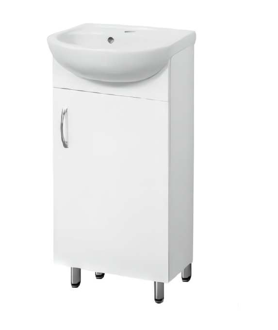 450*360*870mm Bathroom Vanity Mini White Polyurethane MDF Freestanding Semi-Recess With Ceramic Top