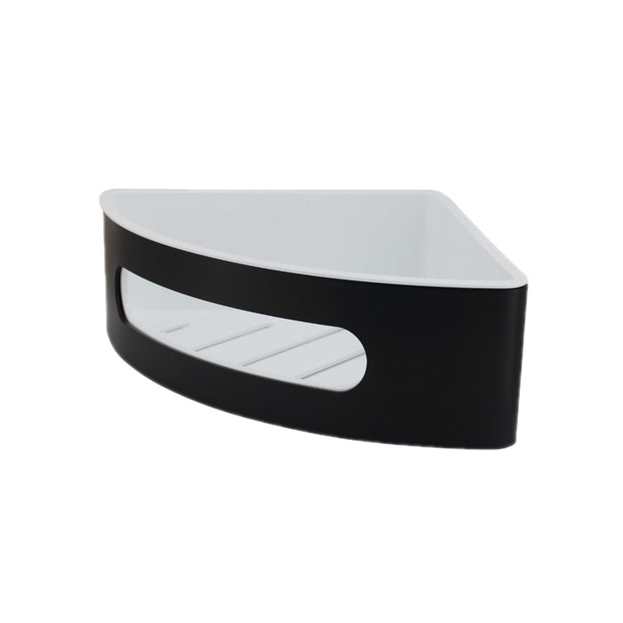 K001 Corner Matte Black Shower Basket with Removable Tray