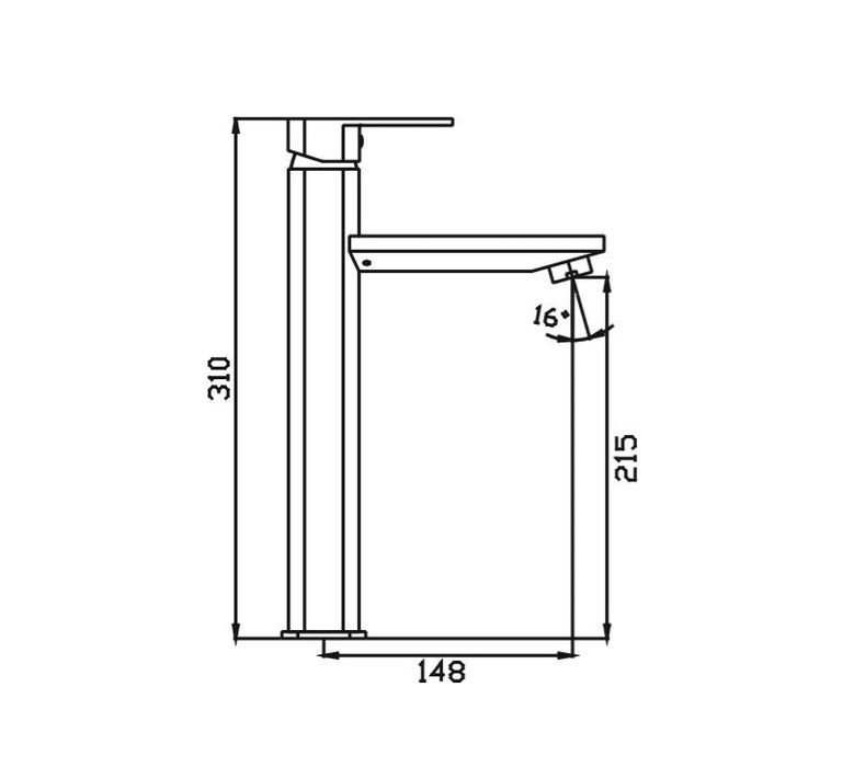 HC Elegant Black Rectangle High Basin Mixer