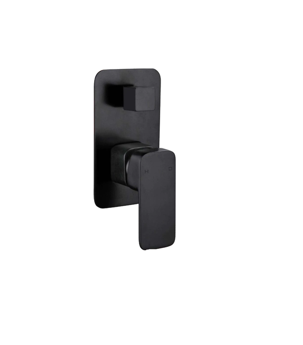 HC Elegant Black Rectangle Wall Mixer With Diverter