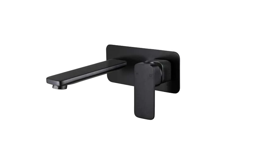 HC Elegant Black Rectangle Wall Mixer With Outlet
