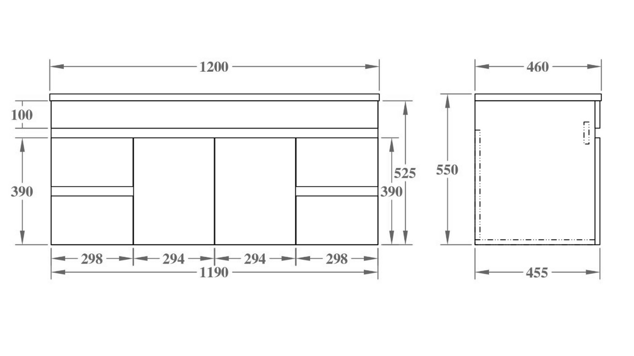 900-1800*460mm Bathroom Vanity PVC Evie OAK Wall Hung Vanity - Left/Right Drawers Cabinet Only and Ceramic / Stone Top Available - HD reno
