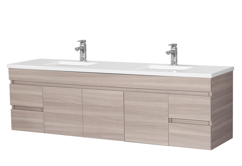 900-1800*460mm Bathroom Vanity PVC Evie OAK Wall Hung Vanity - Left/Right Drawers Cabinet Only and Ceramic / Stone Top Available