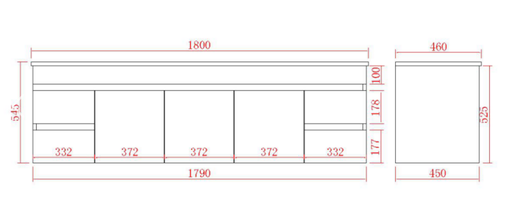 900-1800*460mm Bathroom Vanity PVC Evie OAK Wall Hung Vanity - Left/Right Drawers Cabinet Only and Ceramic / Stone Top Available - HD reno