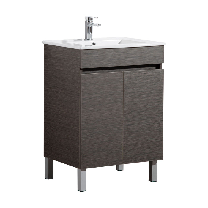 600-750*460mm Bathroom Vanity PVC Dark Brown Freestanding Vanity With Legs - Left/Right Drawers Cabinet Only and Ceramic / Stone Top Available - HD reno