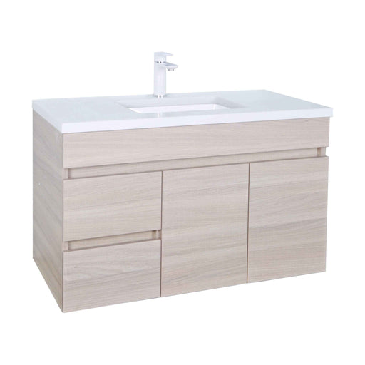 900-1800*460mm Bathroom Vanity PVC Evie OAK Wall Hung Vanity - Left/Right Drawers Cabinet Only and Ceramic / Stone Top Available