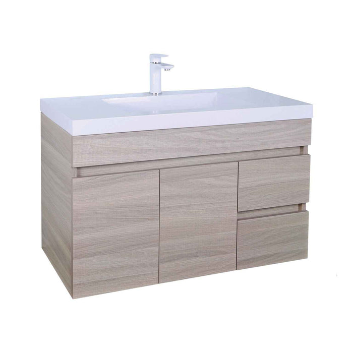 900-1800*460mm Bathroom Vanity PVC Evie OAK Wall Hung Vanity - Left/Right Drawers Cabinet Only and Ceramic / Stone Top Available