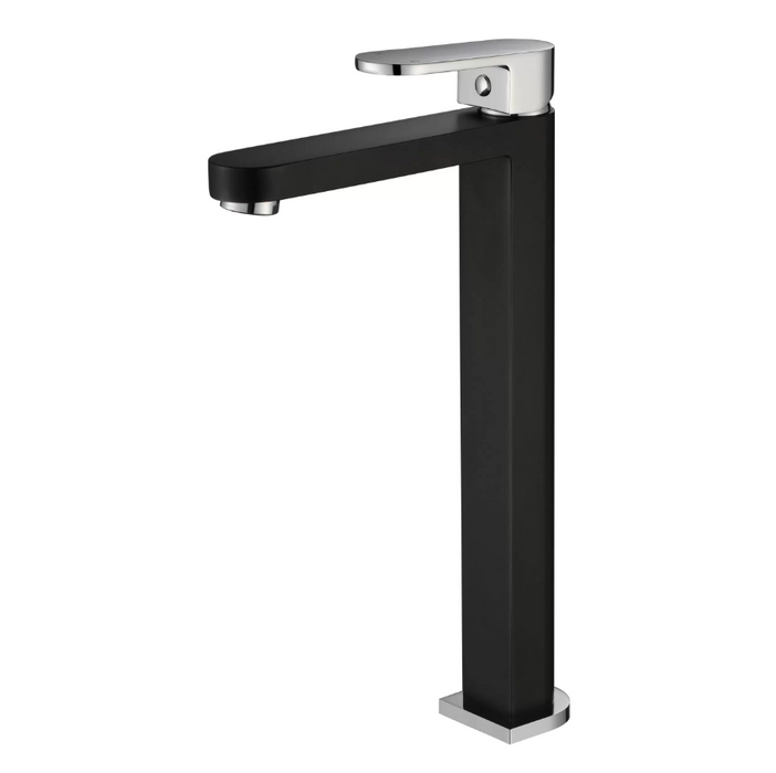 Modernnational Eva Mini Chrome And Matt Black Solid Brass High Rise Basin Mixer