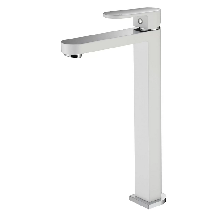 Modernnational Eva Mini Chrome And Matt White Solid Brass High Rise Basin Mixer