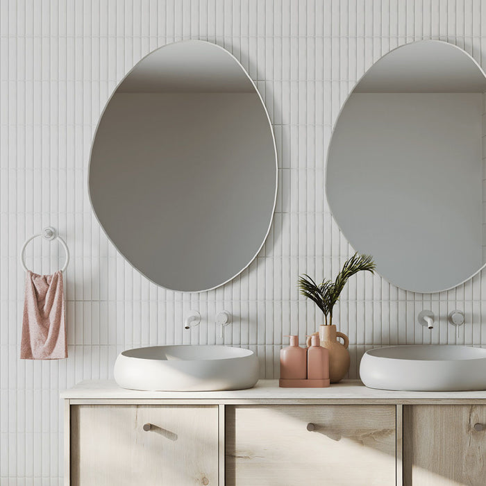 700-900*1200*5mm Fienza Pebble Matt White Aluminium Glass Copper-free Special Shape Framed Mirror