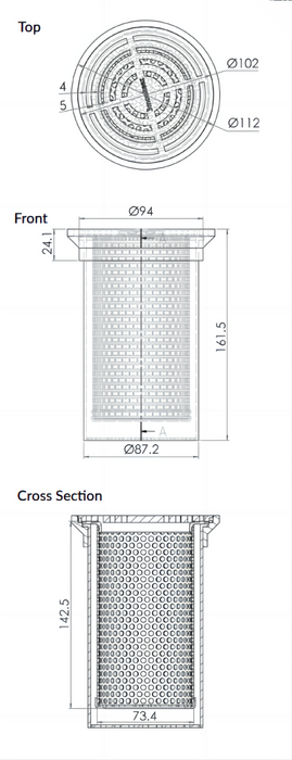 112mm Round Drop in Floor Waste Arrestor (suits 100mm pipe) (Heel Proof) - HD reno