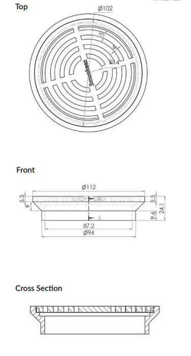 112mm Round Drop in Floor Waste (suits 100mm pipe)-304 316 - HD reno