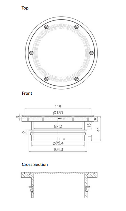 130mm Round Clear Out Suits 100mm DWV or HDPE - 304 316 - HD reno