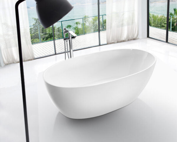 1700*800*580mm Fanta Oval Gloss White Acrylic Freestanding Bathtub - HD reno