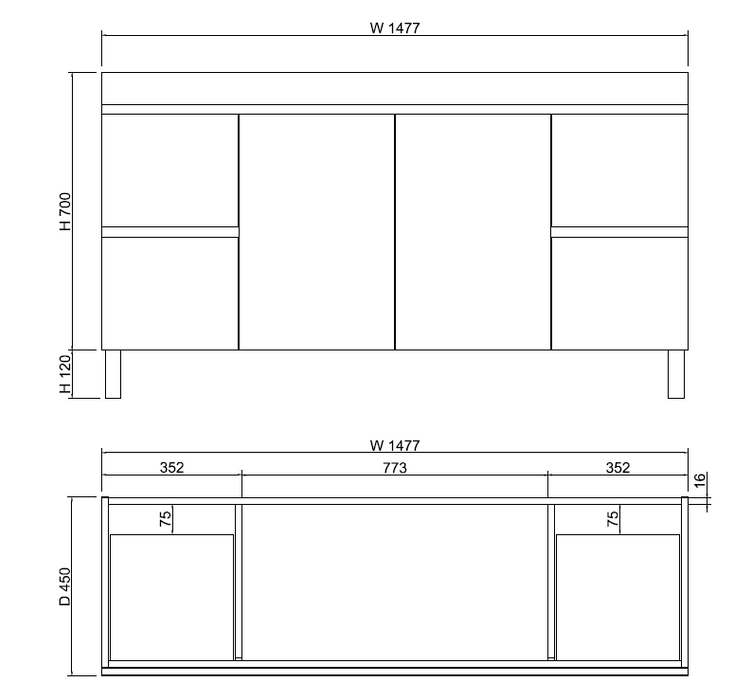 600-1500mm*820*450mm ABS Less Polyurethane Moisture Resistance Gloss White Freestanding Vanity With Kickboard - HD reno