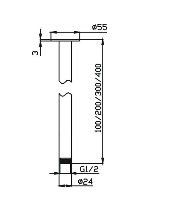 100mm HC Chris Brushed Gold Round Ceiling Shower Arm