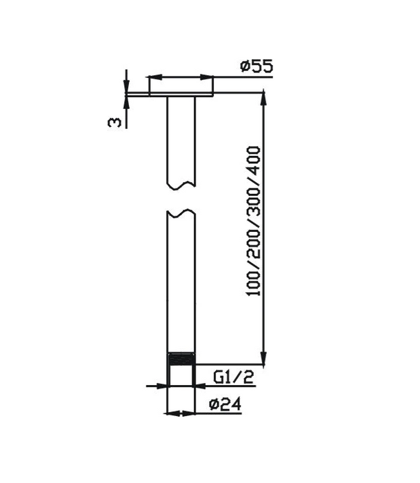 100mm HC Chris Brushed Gun Metal Round Ceiling Shower Arm