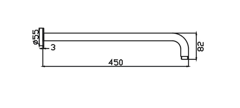 HC Chris Brushed Gold Round Wall Shower Arm