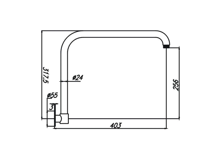 HC Chris Brushed Gun Metal Round Shower Arm