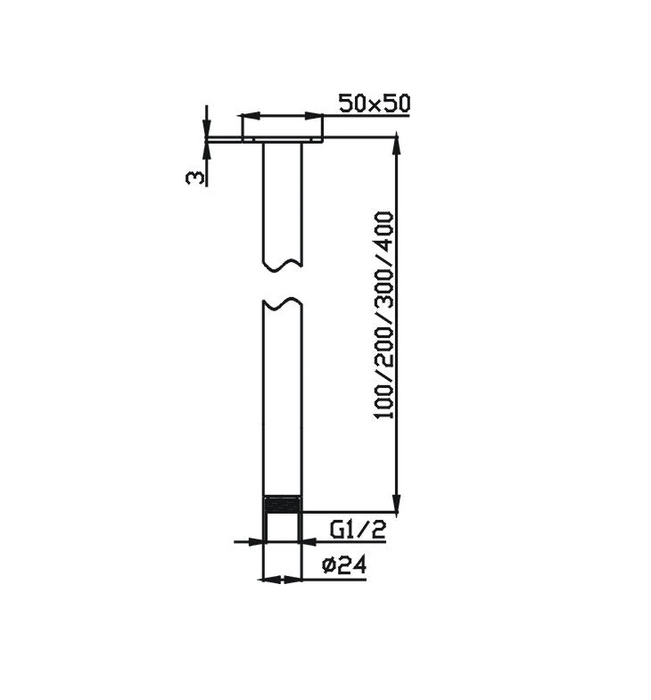 100mm HC Limpid Brushed Gun Metal Ceiling Shower Arm