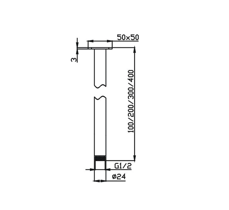 100-400mm HC Rose Gold Limpid Ceiling Round Shower Arm