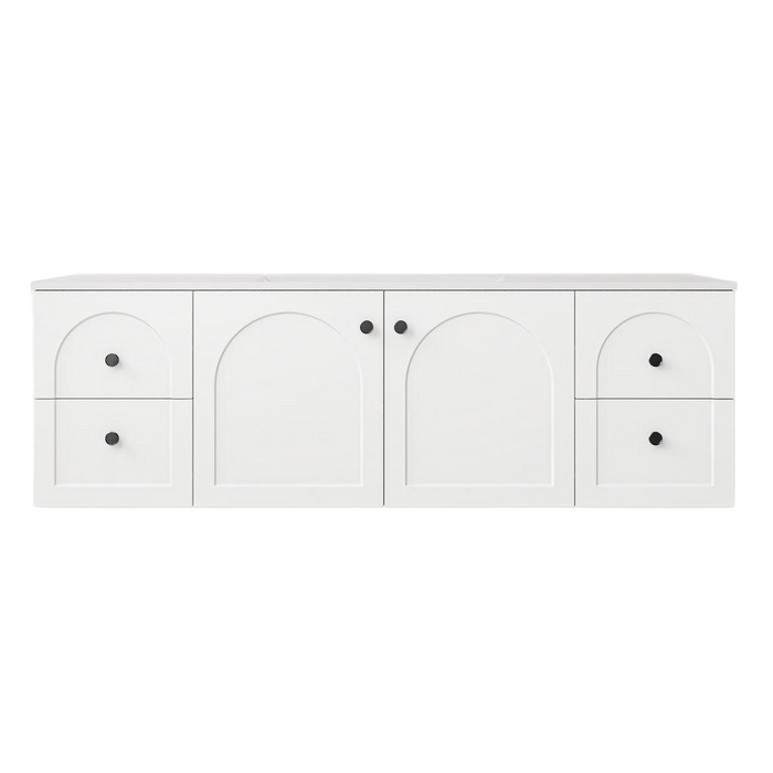 1500*455*470mm Lukka Chester Federation Matt White PVC Wall Hung Vanity