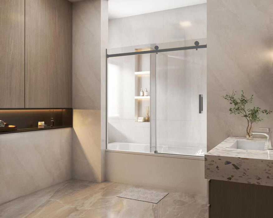 1450-1800*1600mm Frameless Sliding Door Over Bathtub Shower Screens - HD reno