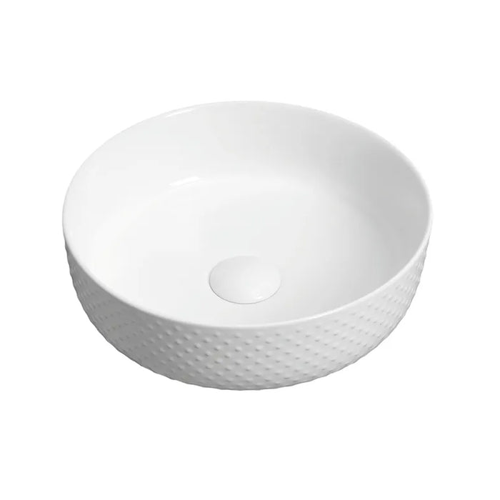 355*355*120mm Gloss White Ceramic Round Ultra Slim Above Counter Basin