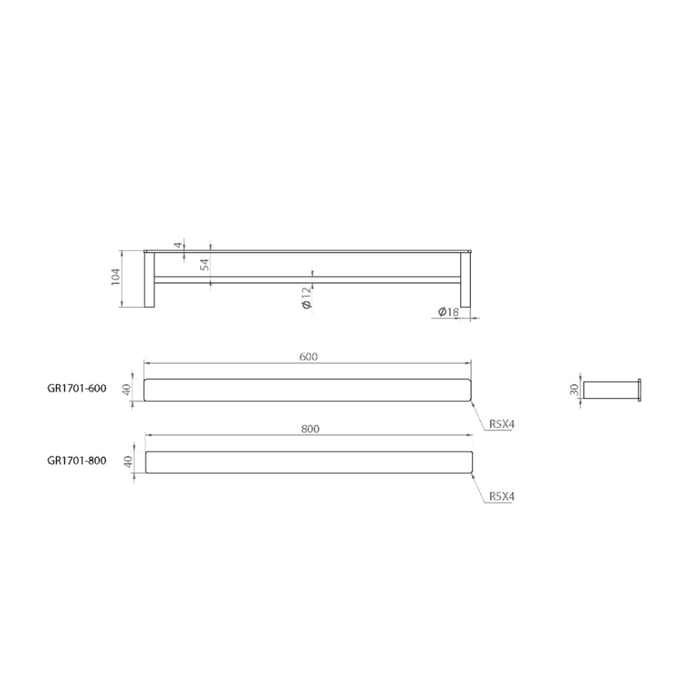 The Gabe 600/800mm Double Towel Rail Gun Metal