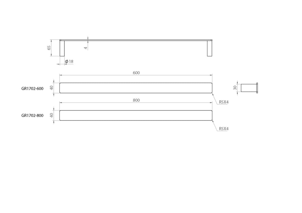 The Gabe 600/800mm Single Towel Rail Brushed Gold