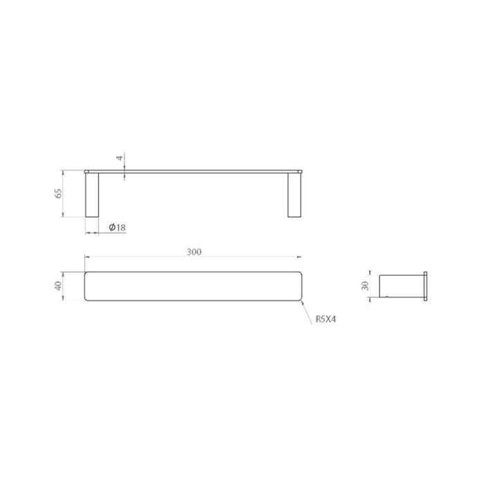 The Gabe Hand Towel Holder Single Chrome/Matt Black/Brushed Gold/Brushed Nickel/Gunmetal Grey 300mm