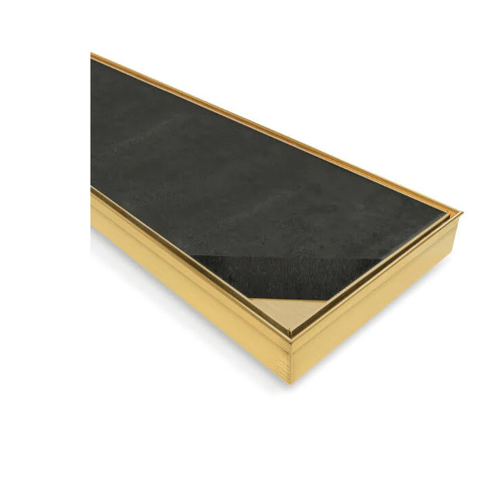 600-1800mm Somer Brushed Gold Tile Insert Drain (80mm Outlet)