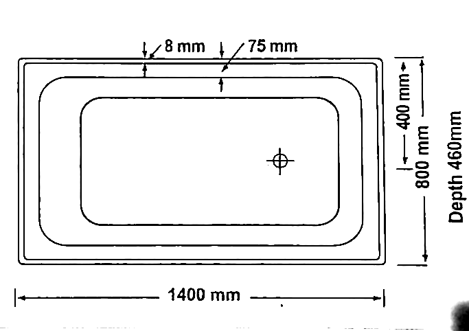 Grandismo 1400*800*460mm Gloss White Acrylic Drop in Bath Tub - HD reno