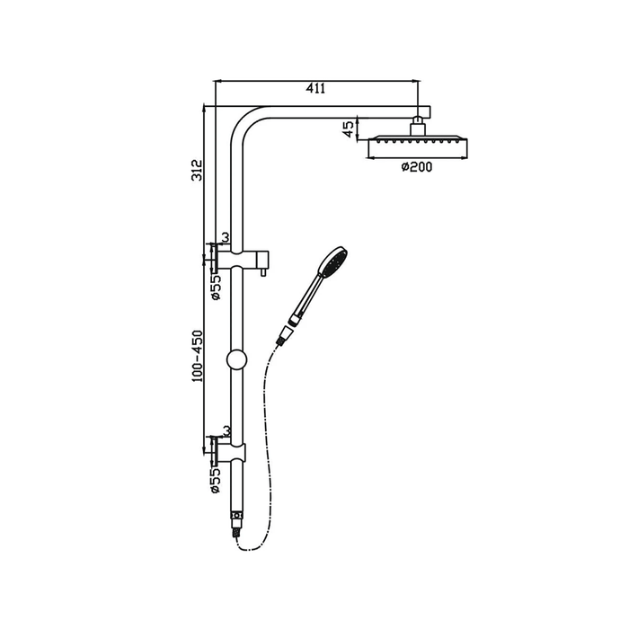 HC Rose Gold Cuter Round Twin Shower System With Rail