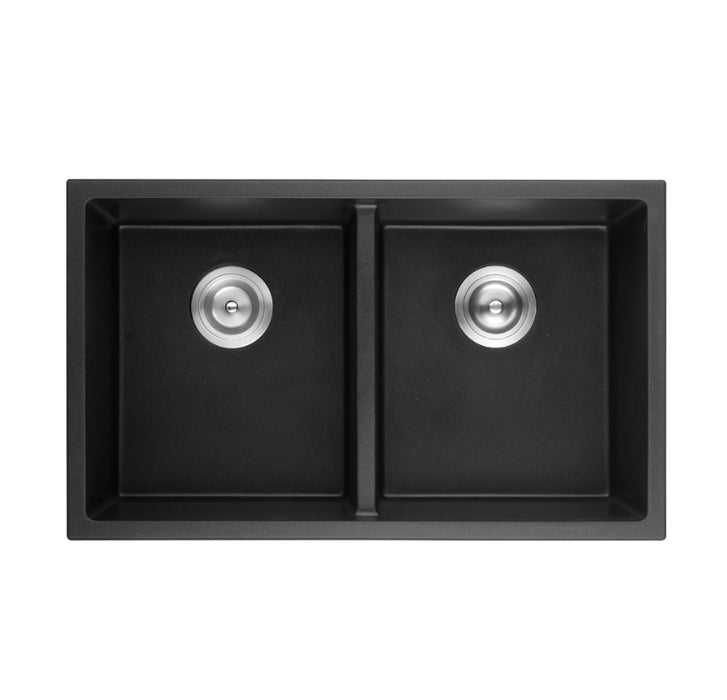762*457*228mm Granite Matte Black Square Top / Undermount Double Bowls Laundry Kitchen Sink