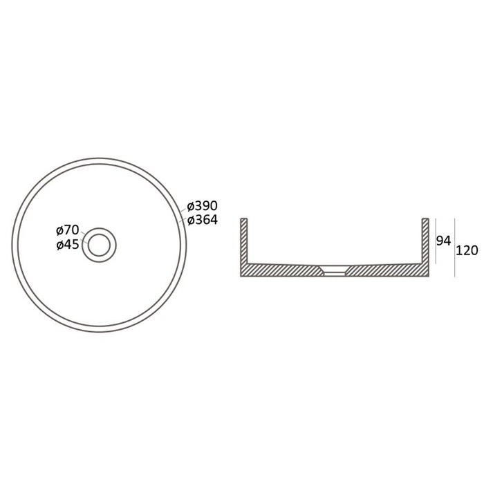 Zale 390*390*120mm Dark Grey Concrete Round Above Counter Basin - HD reno