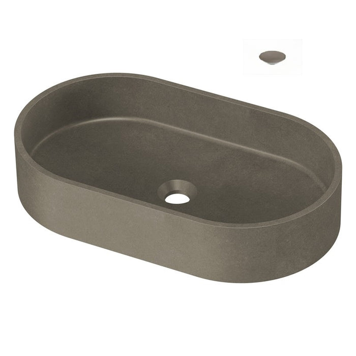 Zale 600*350*120mm Dark Grey Concrete Oval Above Counter Basin