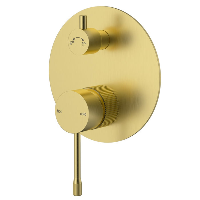 Ikon Linie Brushed Nickel/Matt Black/Gunmetal Grey/Brushed Gold Solid Brass Wall Diverter Mixer Trim Kit - HD reno
