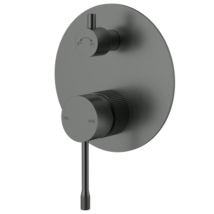 Ikon Linie Brushed Nickel/Matt Black/Gunmetal Grey/Brushed Gold Solid Brass Wall Diverter Mixer Trim Kit - HD reno