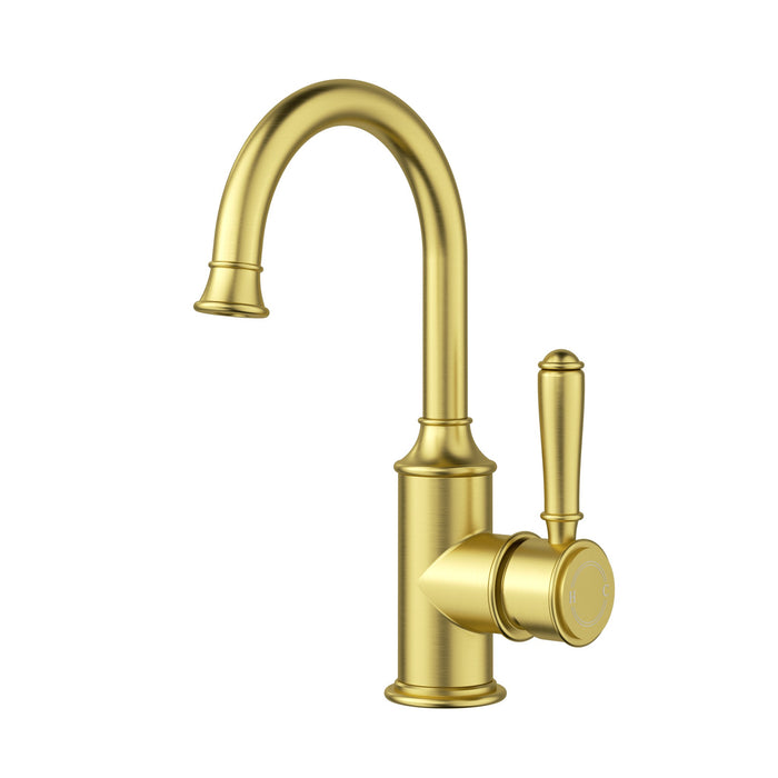 Clasico Gooseneck Basin Mixer in Brushed Gold - HD reno