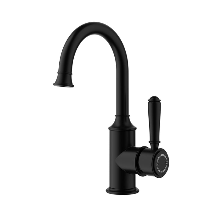 Clasico Gooseneck Basin Mixer in Matt Black - HD reno