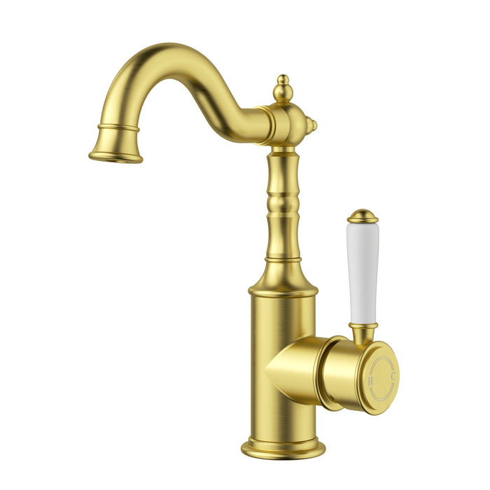 Clasico Basin Mixer Ceramic Handle in Brushed Gold - HD reno