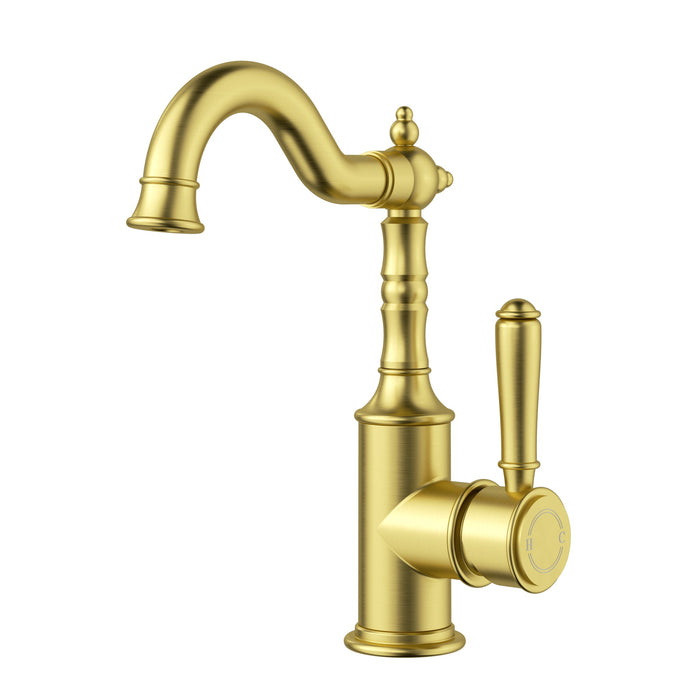 Clasico Basin Mixer in Brushed Gold - HD reno