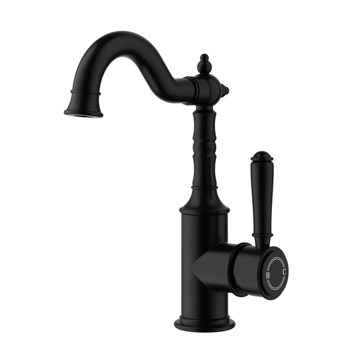 Clasico Basin Mixer in Matt Black - HD reno