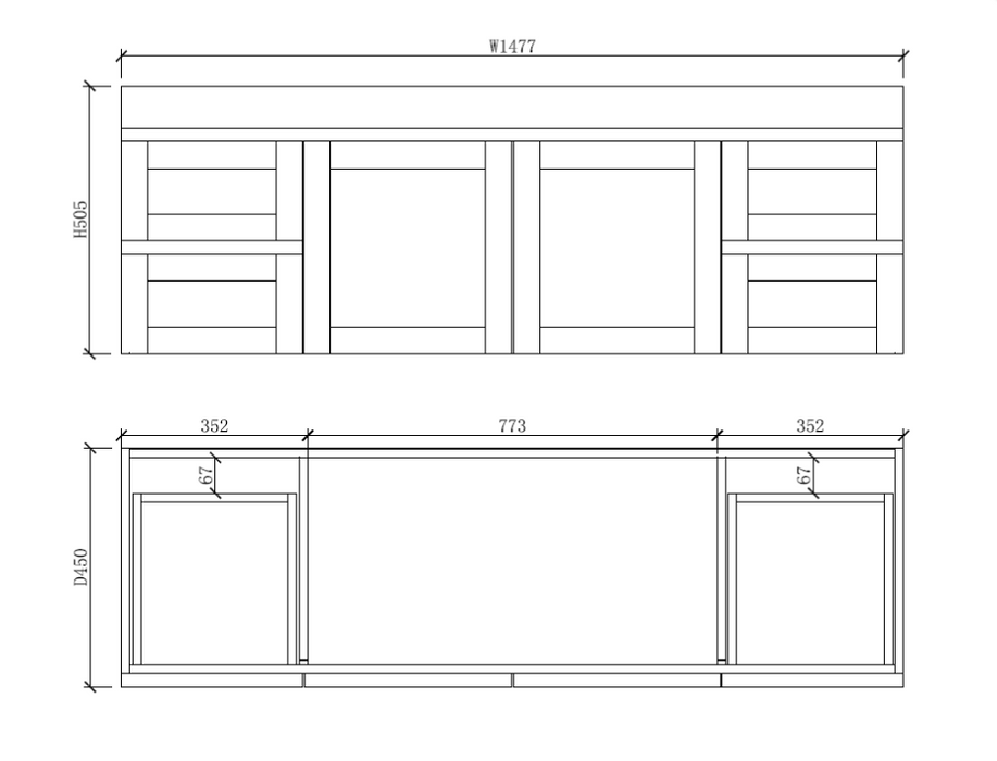 600-1500*450*550mm ABS Hawaii Matt White Shaker Plywood Vanity - HD reno