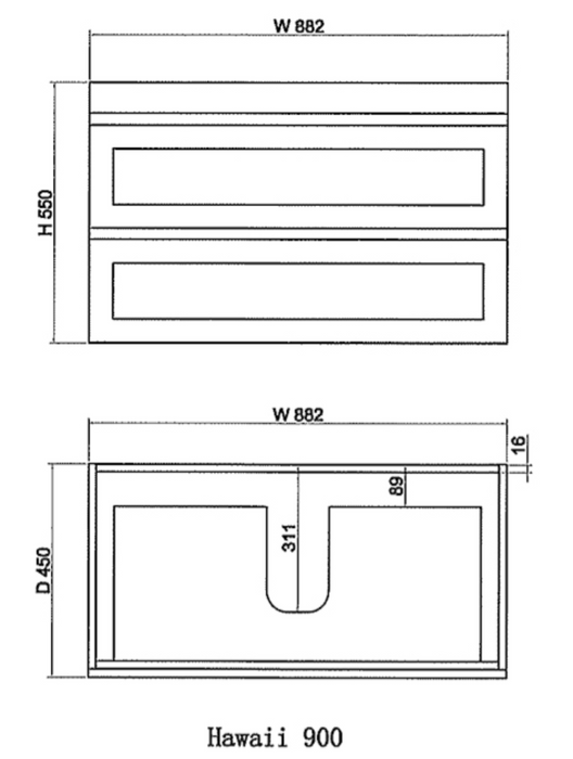 600-1500*450*550mm ABS Hawaii Matt White Shaker Plywood Vanity - HD reno