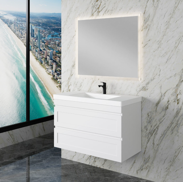 600-1500*450*550mm ABS Hawaii Matt White Shaker Plywood Vanity - HD reno