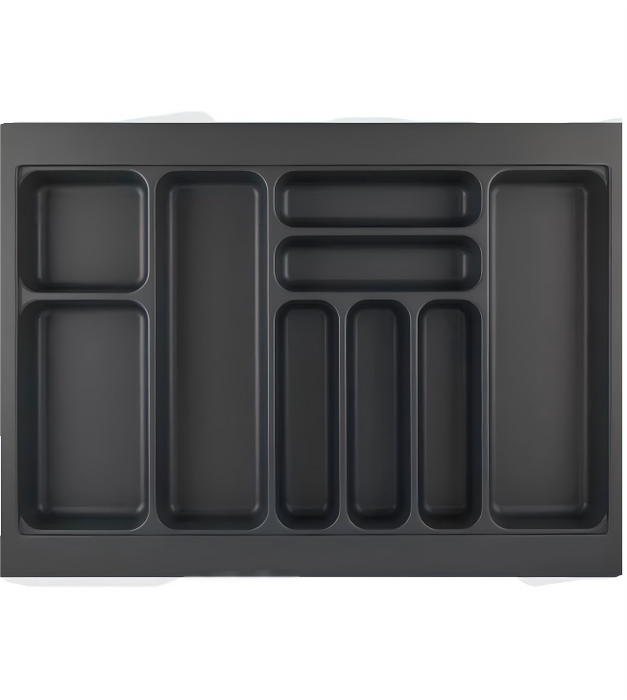 800mm Width Hettich Cutlery Insert Black Custom Size Kitchen Drawer Cutlery Tray Adjustable