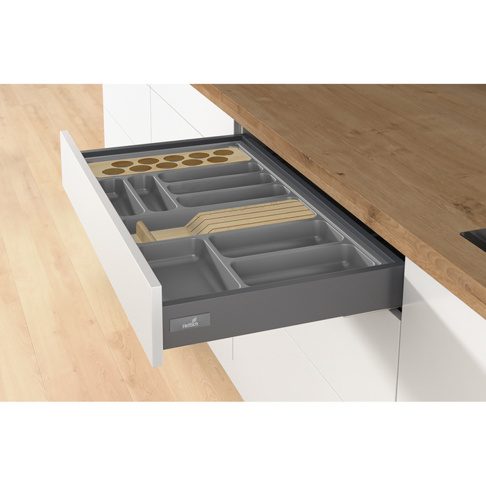 900mm Hettich Cutlery Insert Black Custom Size Kitchen Drawer Cutlery Tray Adjustable (Copy)